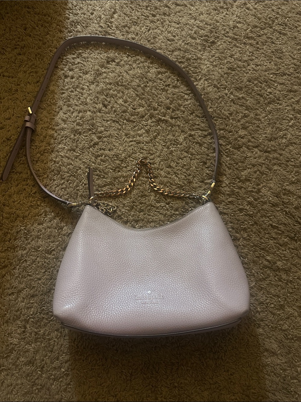 kate spade Pebbled Leather Shoulder Bag in Light Mauve